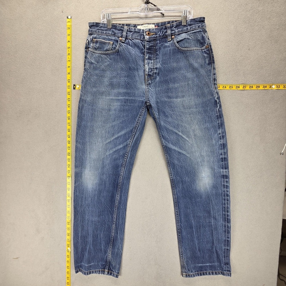 NEXT Jeans Mens 34x31 Blue Button Fly White Oak Cone Denim Medium Wash